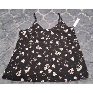 NWT Abound Black Floral Spaghetti Strap Flowy Tank Top Camisole/Sz. XS